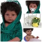 Boneco Bebê Reborn Príncipe Cabelo Cacheado 46cm Com Pelúcia