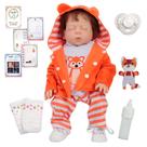 Boneco Bebe Reborn Príncipe Cabelo Castanho Enxoval Raposa