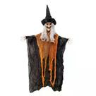 Boneco bruxa preto/laranja com led halloween