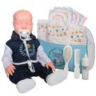 Boneco Careca Marinheiro Azul com Bolsa Maternidade Completa