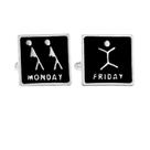 Boneco Cufflinks Creative Monday and Friday Stick para homens Boneco Cufflinks Creative Monday and Friday Stick para homens