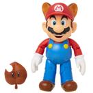 Boneco de ação Super Mario Raccoon Mario 4 Poseable com folha
