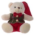 Boneco de Natal Urso Menino Sentado Verde e Vermelho 20cm