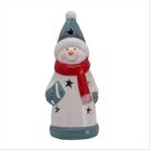 Boneco De Neve Cerâmica LED C/ Cachecol Decoração Natal 17cm Boneco De Neve Cerâmica LED C/ Cachecol Decoração Natal 17cm