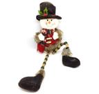 Boneco de Neve Pelúcia Sentado Rústico Perna Miçanga Madeira 46cm - Master Christmas Boneco de Neve Pelúcia Sentado Rústico Perna Miçanga Madeira 46cm - Master Christmas
