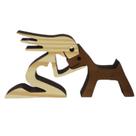 Boneco Decorativo Madeira Pet Cachorro Cão 2 Peças