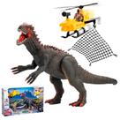 Boneco Dinossauro Com Helicóptero E Soldado Articulado Playset Jurassic Com Rede De Captura
