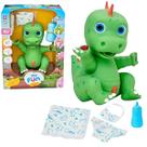 Boneco Dinossauro Faz Xixi Verde Mamadeira Fralda E Babador