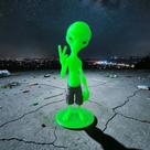 Boneco Et Alienígena Extraterrestre Bermuda Preta e bola Sinal da Paz Decoração 11,5 cm Figura de Ação 3D PLA Biodegrad
