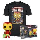 Boneco Funko Pop Marvel Holiday Iron Man + - Tees Bundle 72838