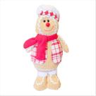 Boneco Ginger Bread Padeiro Confeiteiro Em Pé Tecido Canelado Vermelho Branco Xadrez Enfeite Natalino 30Cm