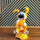 Boneco Marsupilam personagem 3D de animal cartoon com cauda longa amarelo adorável criatura geek
