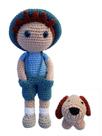 Boneco Menino Amigurumi Crochê - Thomaz e seu Dog 25cm