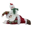 Boneco Natal Decorativo Papai Noel Tecido Xadrez 34cm