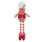 Boneco Natal Gingerbread Sentado vermelho Branco 50cm