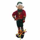 Boneco Natalino Elfo Menino 45cm Rosto e Mão de Porcelana.