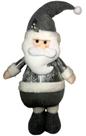 Boneco Papai Noel Em Pé Prata Prateado Luxo - Decoração Enfeite De Natal Wms