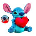 Boneco Pelúcia Stitch Com Coração Com Som e Com Luz Disney