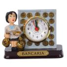 Boneco Profissional Bancaria Miniatura C/ Relógio 8 Cm