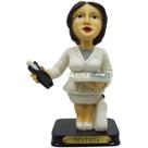 Boneco Profissional Dentista Mulher Miniatura Decoração 14cm