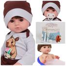 Boneco Reborn Arthur Cabelo Castanho Capivara Bolsa Itens