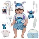 Boneco Reborn Bebê Arthur Enxoval Stitch Pode Dar Banho