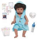 Boneco Reborn Bebê Fofinho Saída de Banho Azul Completo