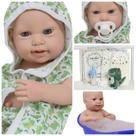 Boneco Reborn Bebê Luca 46cm Saída de Banho Jacaré Pelúcia