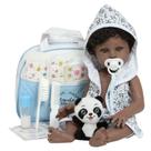 Boneco Reborn Bebê Negro Enxoval Roupão Panda Bolsa Itens Boneco Reborn Bebê Negro Enxoval Roupão Panda Bolsa Itens