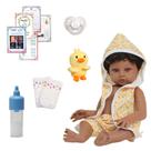 Boneco Reborn Bebê Negro Realista Silicone Pode Dar Banho