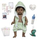 Boneco Reborn Bebê Negro Saida de Banho Jacaré Pelúcia Fofo
