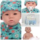 Boneco Reborn Bebê Príncipe Olhos Azuis Kit Pijama Com Itens
