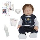 Boneco Reborn Bebê Realista Fio a Fio Olho Fechado 12 Itens