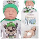 Boneco Reborn Bebê Recém Nascido + Itens Cachorro Pelúcia