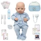 Boneco Reborn Careca 43cm Olhos Azuis Com Bolsa 15 Itens