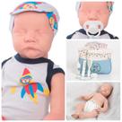 Boneco Reborn com Bolsa Fraldas Mamadeira e Kit Aviador