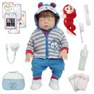 Boneco Reborn Fio a Fio Roupa Macaco Com Bolsa 17 Itens