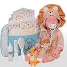 Boneco Reborn Leão Saída de Banho com Bolsa Maternidad