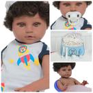 Boneco Reborn Masculino Cabelo Cacheado Roupa Aviãozinho