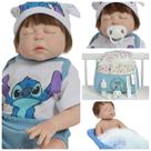 Boneco Reborn Masculino Fio a Fio Roupa Stitch Bolsa Itens Boneco Reborn Masculino Fio a Fio Roupa Stitch Bolsa Itens