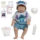 Boneco Reborn Menino Roupa Stitch Com Chupeta 11 Acessórios
