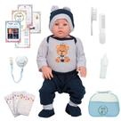 Boneco Reborn Menino Silicone Realista Ursinho Kit Itens