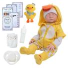 Boneco Reborn Realista Masculino Olho Fechado Roupa Pato Boneco Reborn Realista Masculino Olho Fechado Roupa Pato