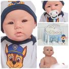 Boneco Reborn Recém Nascido Olhos Azuis Kit Itens Pelúcia