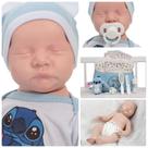 Boneco Stitch Azul Careca Realista com Bolsa e Kit de Pentes