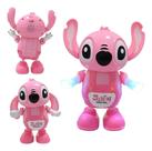 Boneco Stitch Elétrico Dançante Com Luzes Led Sons De Festa Cor Rosa Qualidade Premium