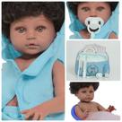 Boneco Tipo Reborn Recém Nascido Negro Com Saída de Banho