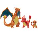 Bonecos de Ação Pokémon Select Evolution 3 - Charmander, Charmeleon e Charizard