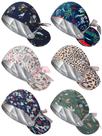 Bonés esfoliantes Floraltop forrados de cetim, 6 peças de enfermeira feminina com botões Bonés esfoliantes Floraltop forrados de cetim, 6 peças de enfermeira feminina com botões