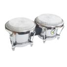 Bongô 6 x 7 Inox Polido Cromado Peles Duplas Sintéticas Luen